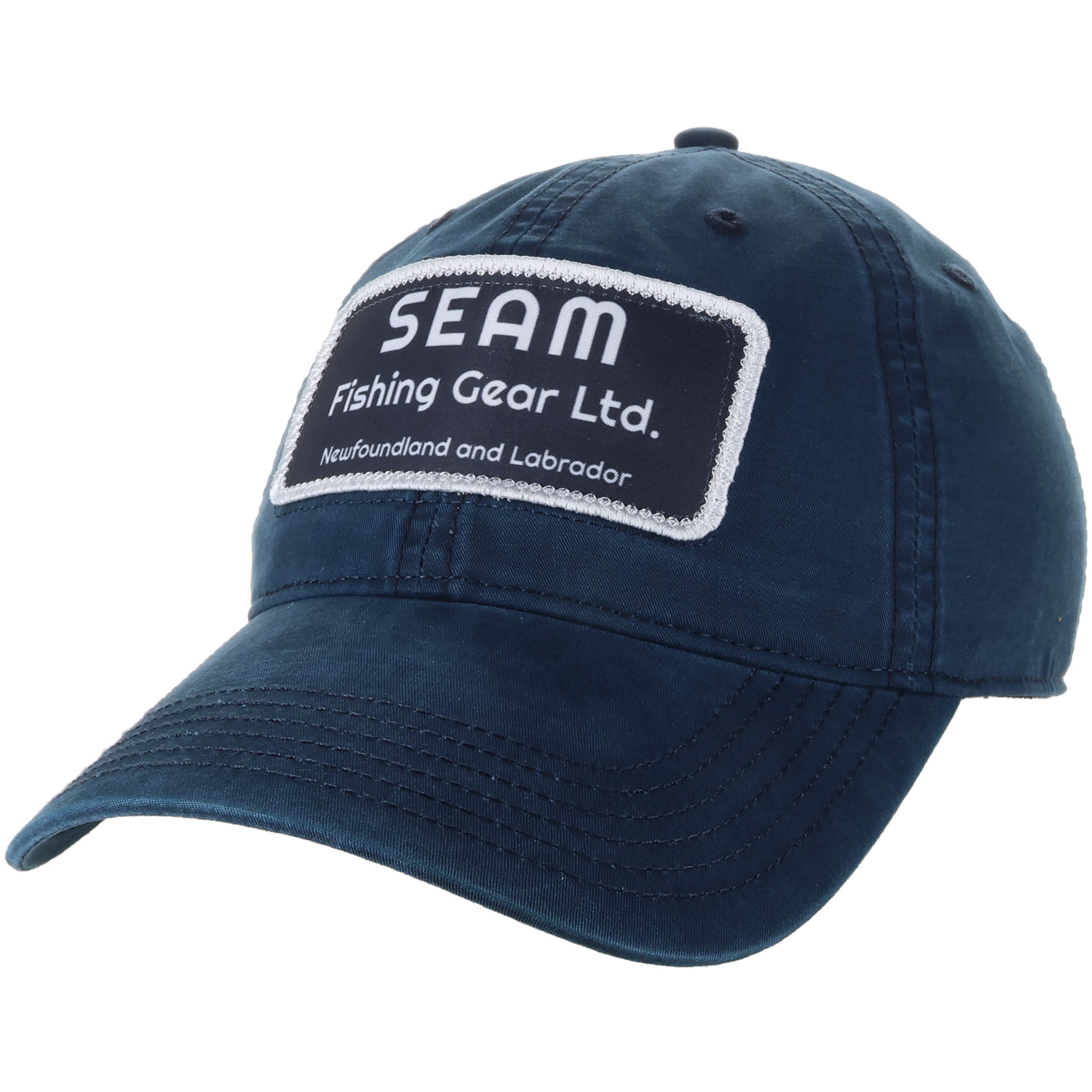 Navy blue cap with 'SEAM Fishing Gear Ltd.' logo (global)