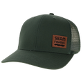 Green fishing cap with a brown patch labeled 'Seam Fishing' (global)
