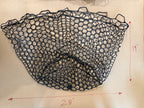 Rubber Hexagonal mesh structure with dimensions marked on a beige background (global)
